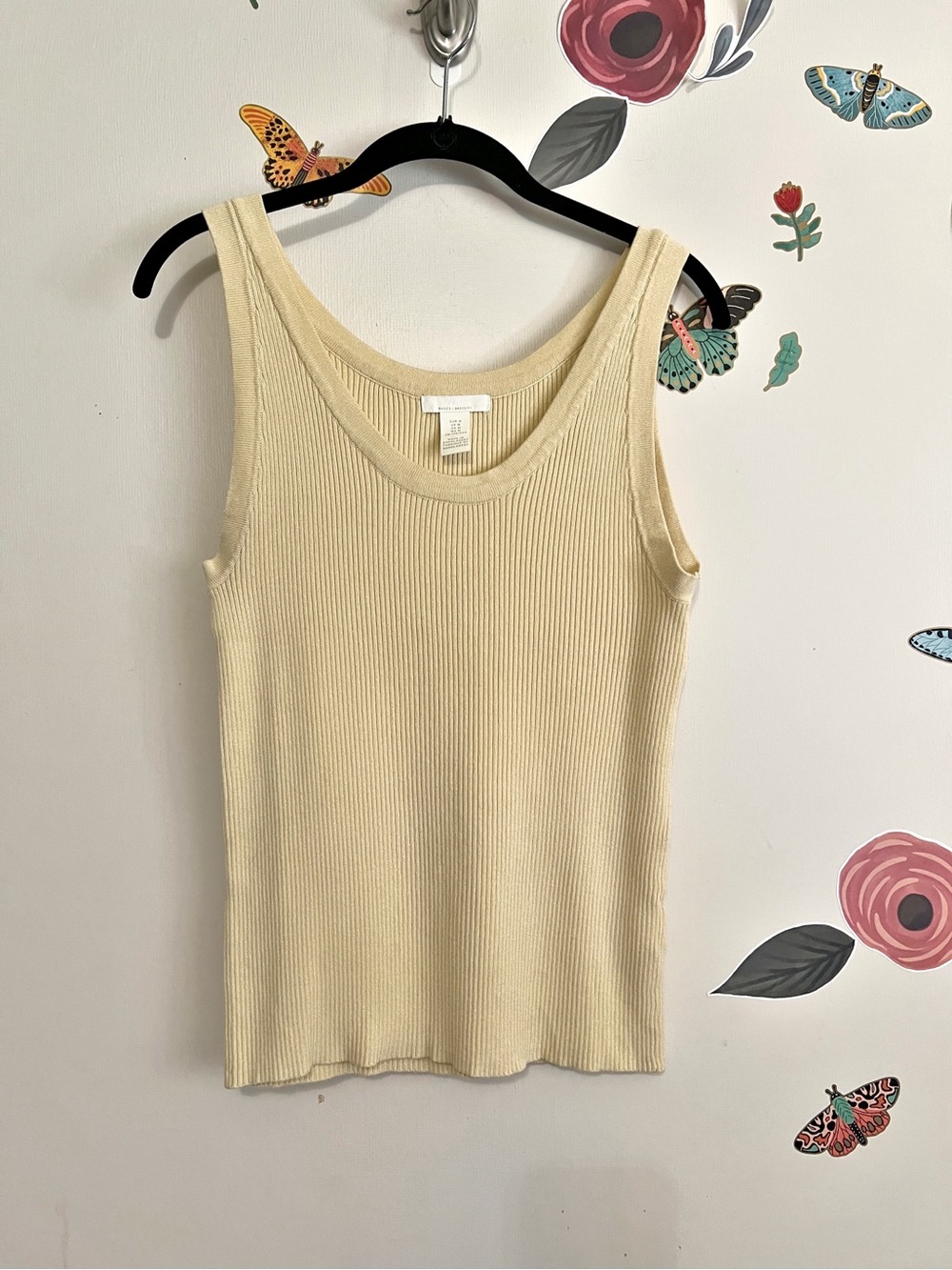 H&M Ribbed Tank Top in Pale Yellow